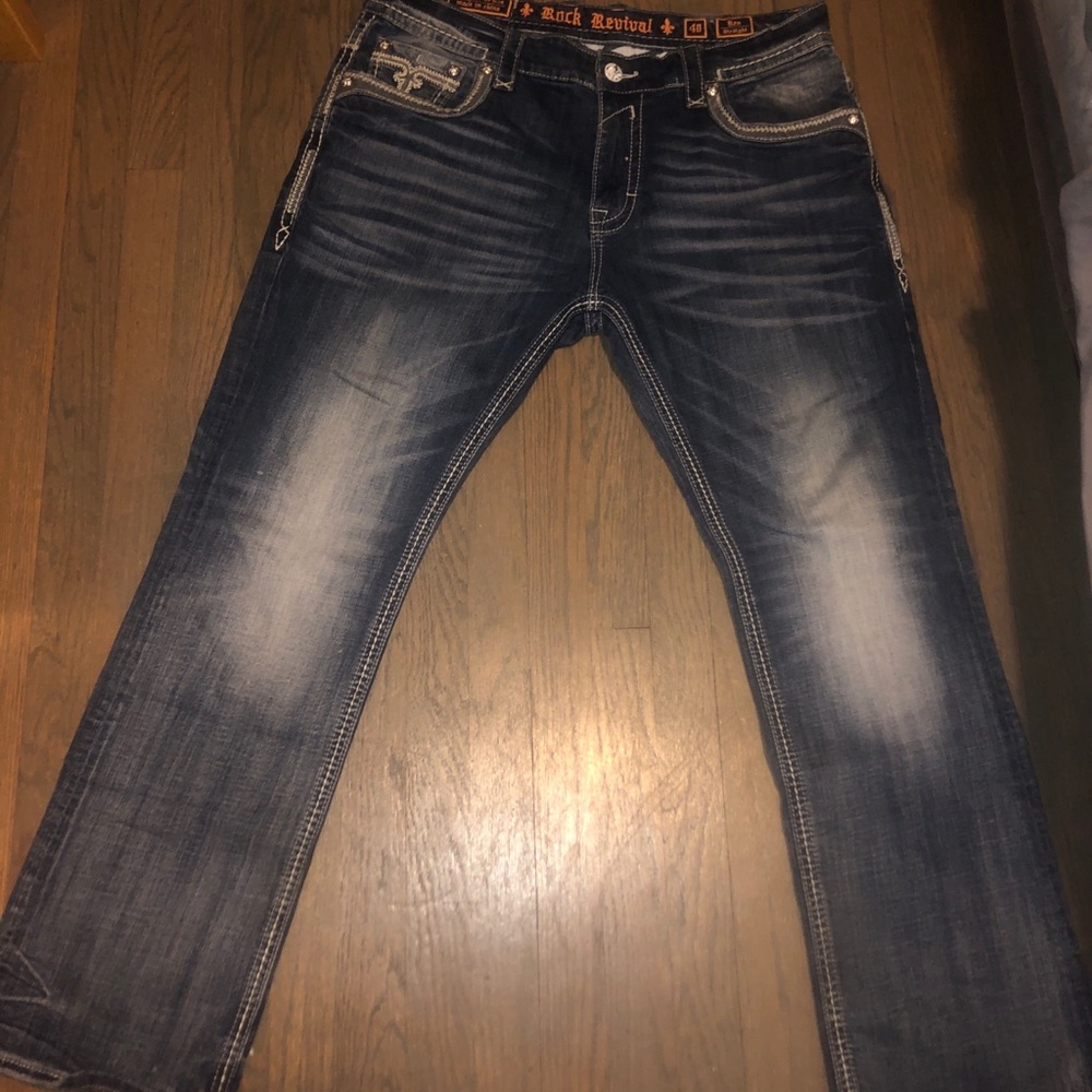 Rock Revival Men's Dark Blue Relaxed Jeans